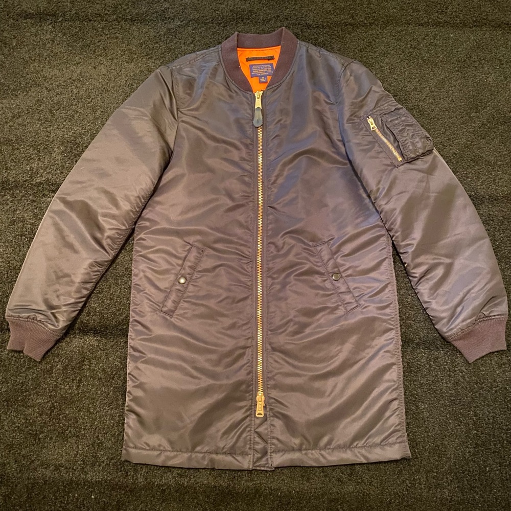 ALPHA Industries Long Black Bomber Jacket